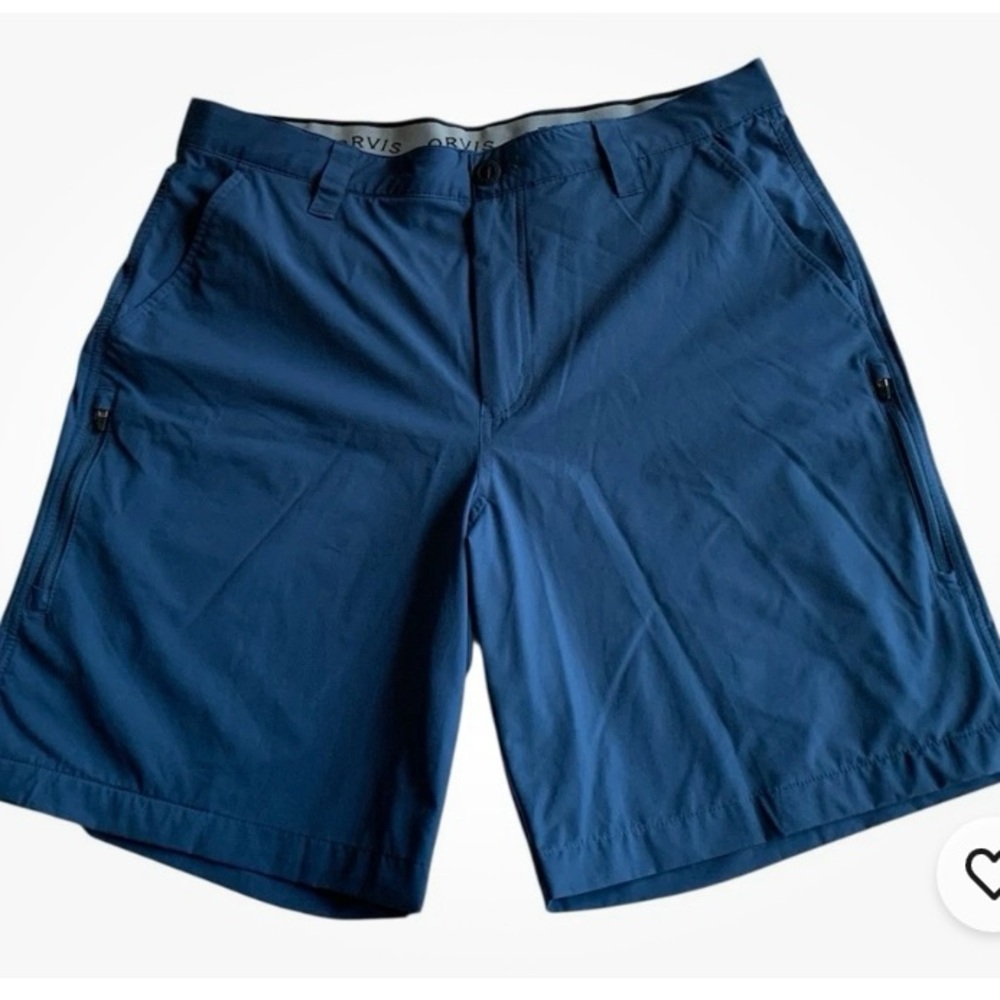 Orvis Tech Short Men’s Blue Size 34 Stretch Secure Zip Side Pockets Golf
